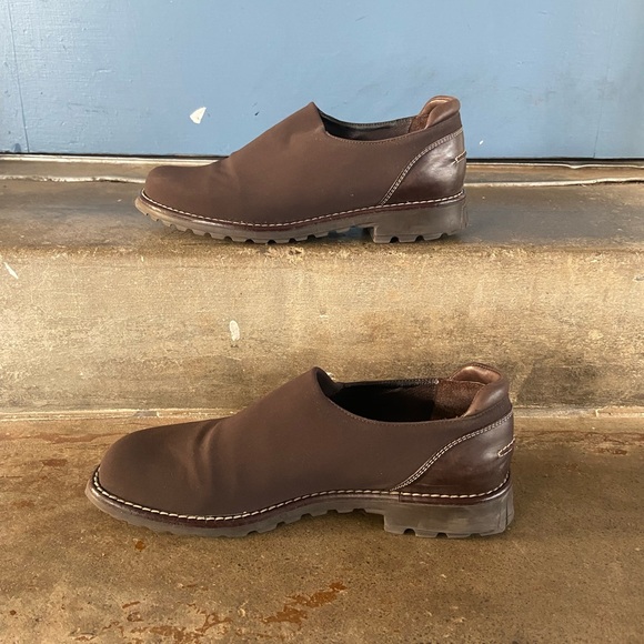 Donald J. Pliner Sark Brown Neoprene and leather Slip-On Loafers - Picture 3 of 7